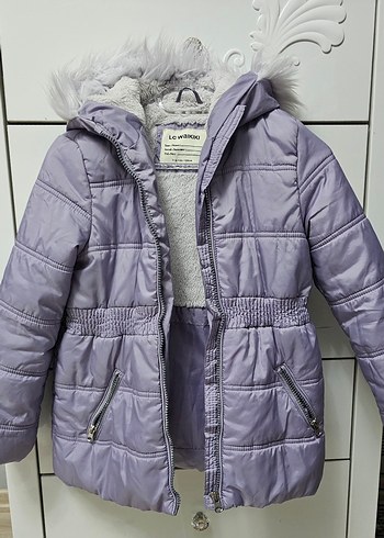 Lila Kürklü Kız Çocuk Montu