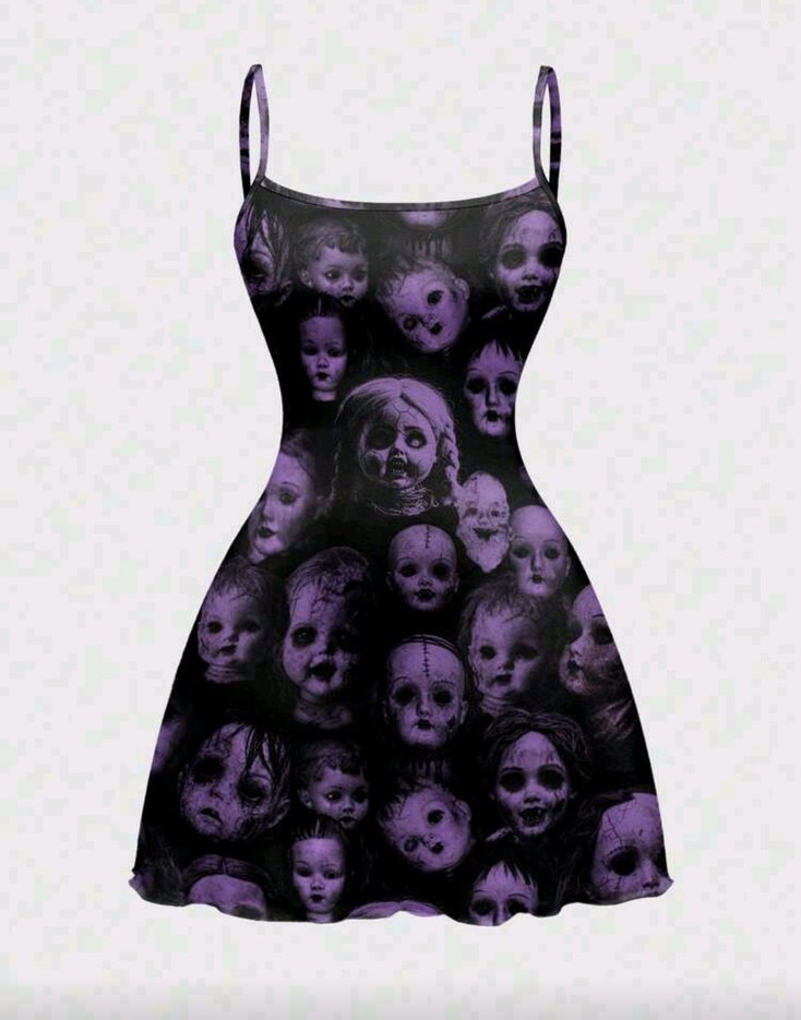 Mor Gotik Fırfır Pileli Mini Elbise - Görsel 2