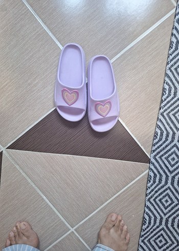 31 Beden mor Renk Kız Çocuk Mor Velcro Terlik