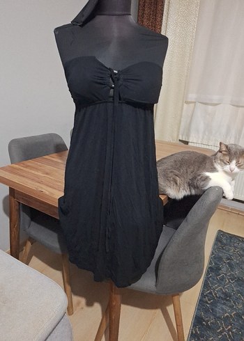 Siyah Drapeli Gotik Kedi Kıyafeti - Görsel 6