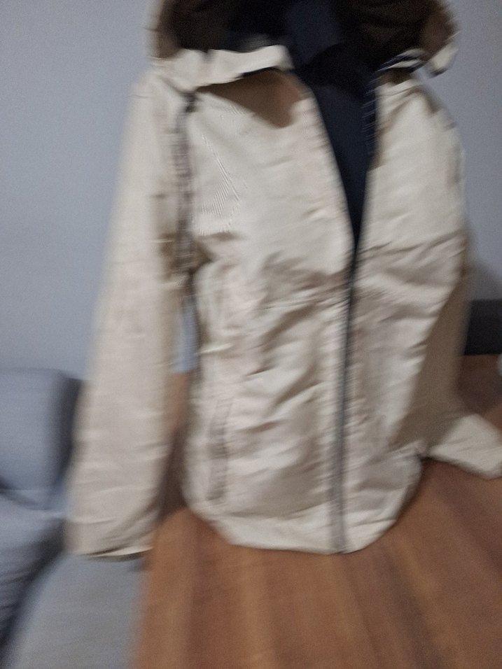 Bej Kapüşonlu Rahat Kesim Kadın Mont - Görsel 2