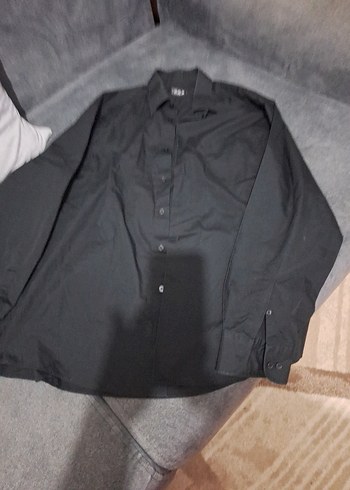 Siyah Regular Fit Keten Erkek Gömlek - Görsel 3