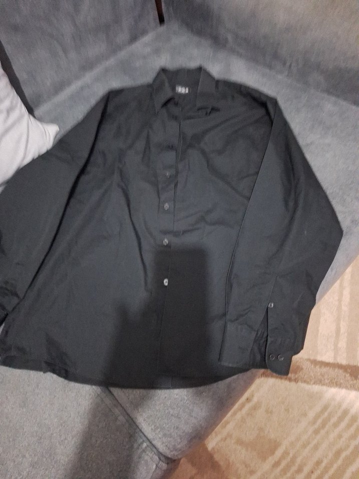 Siyah Regular Fit Keten Erkek Gömlek - Görsel 3