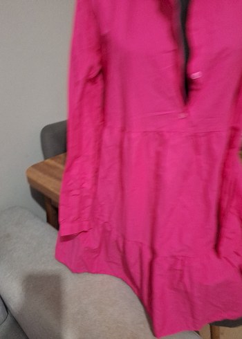 fusya renk uzun kol uzun gomlek - Görsel 3