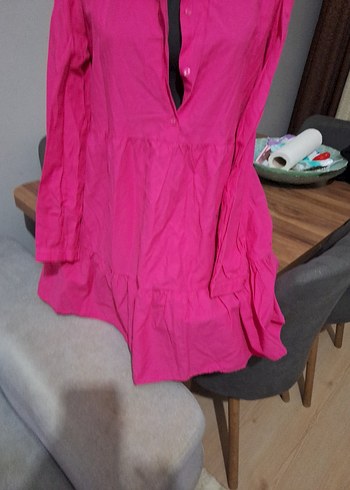 fusya renk uzun kol uzun gomlek - Görsel 5