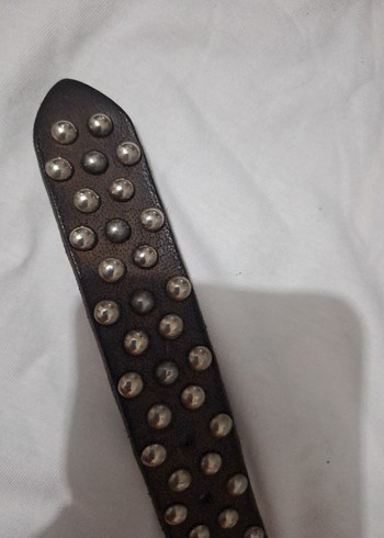 Koyu Kahverengi Perçinli Deri Kadın Kemer - Görsel 5