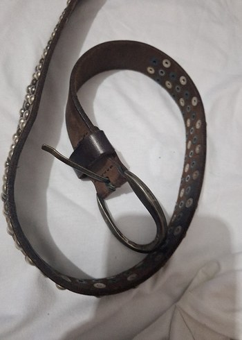 Koyu Kahverengi Perçinli Deri Kadın Kemer - Görsel 7