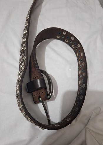 Koyu Kahverengi Perçinli Deri Kadın Kemer - Görsel 6