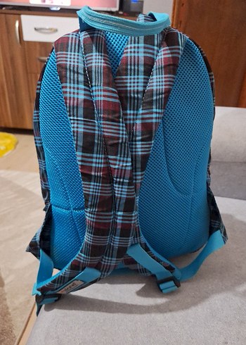 Kadın Mavi Ekose Sırt Çantası - Görsel 3