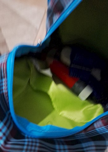 Kadın Mavi Ekose Sırt Çantası - Görsel 7