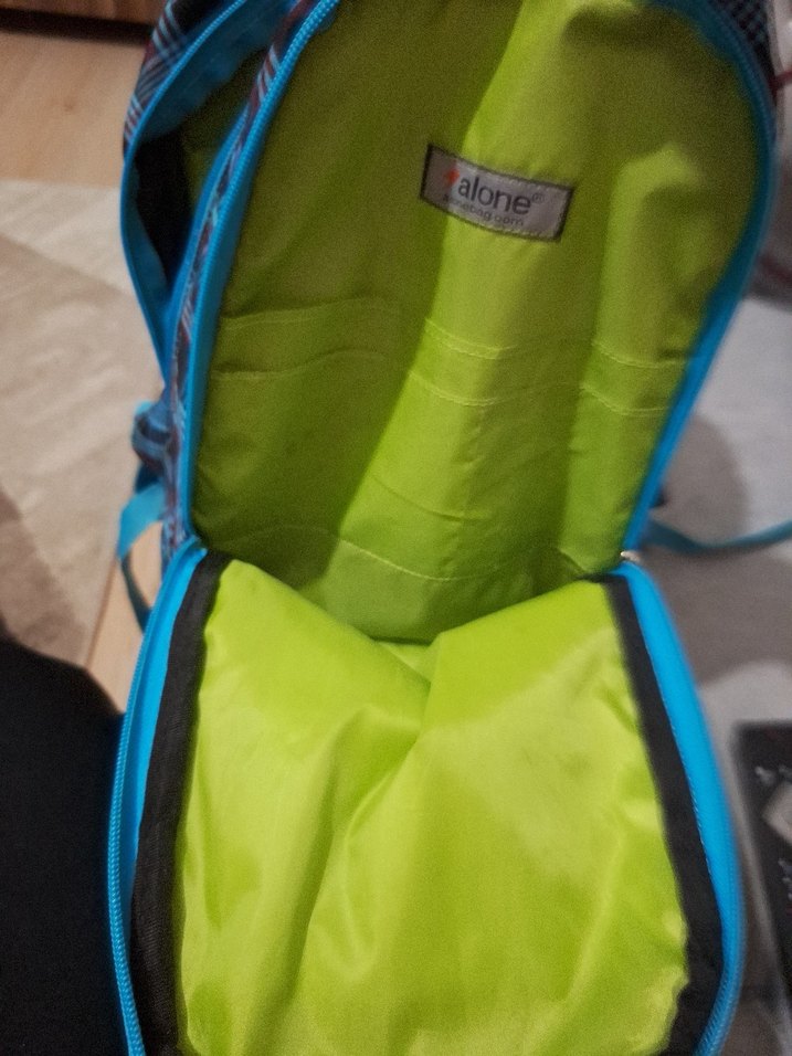 Kadın Mavi Ekose Sırt Çantası - Görsel 5