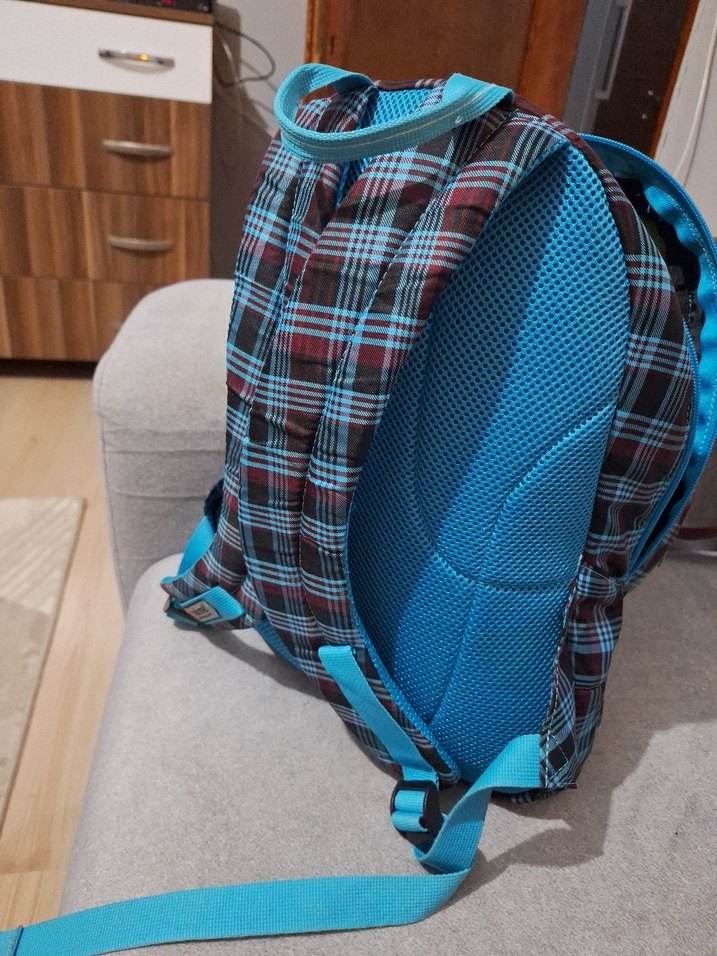 Kadın Mavi Ekose Sırt Çantası - Görsel 4