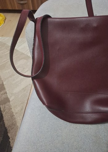 Bordo Deri Kadın Çanta Tokalı - Görsel 8