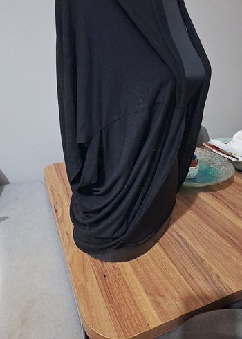 Siyah Drapeli Kadın hırka tarzı triko ince - Görsel 3