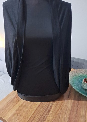 Siyah Drapeli Kadın hırka tarzı triko ince - Görsel 4