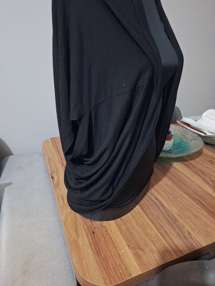 Siyah Drapeli Kadın hırka tarzı triko ince - Görsel 3