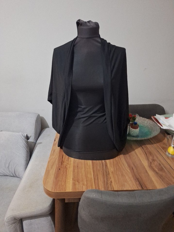 Siyah Drapeli Kadın hırka tarzı triko ince - Görsel 2