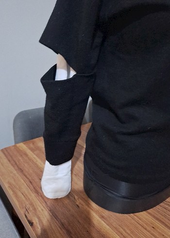 Siyah Goth Kadın Sweatshirt - Görsel 4