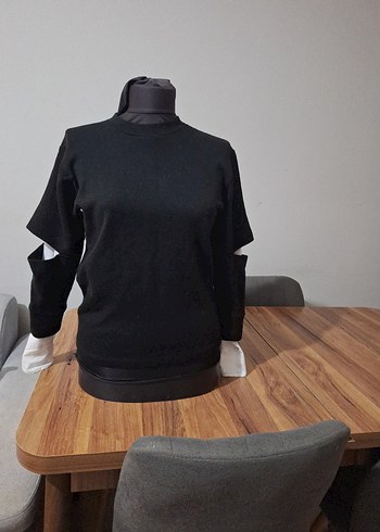 Siyah Goth Kadın Sweatshirt - Görsel 3