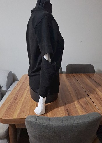 Siyah Goth Kadın Sweatshirt - Görsel 6