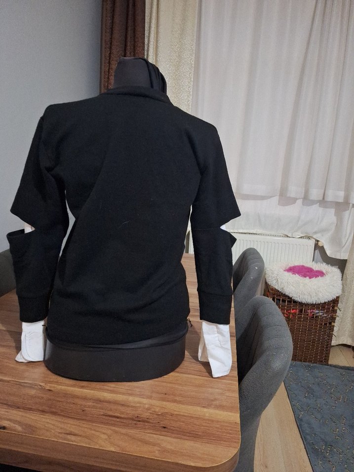 Siyah Goth Kadın Sweatshirt - Görsel 5