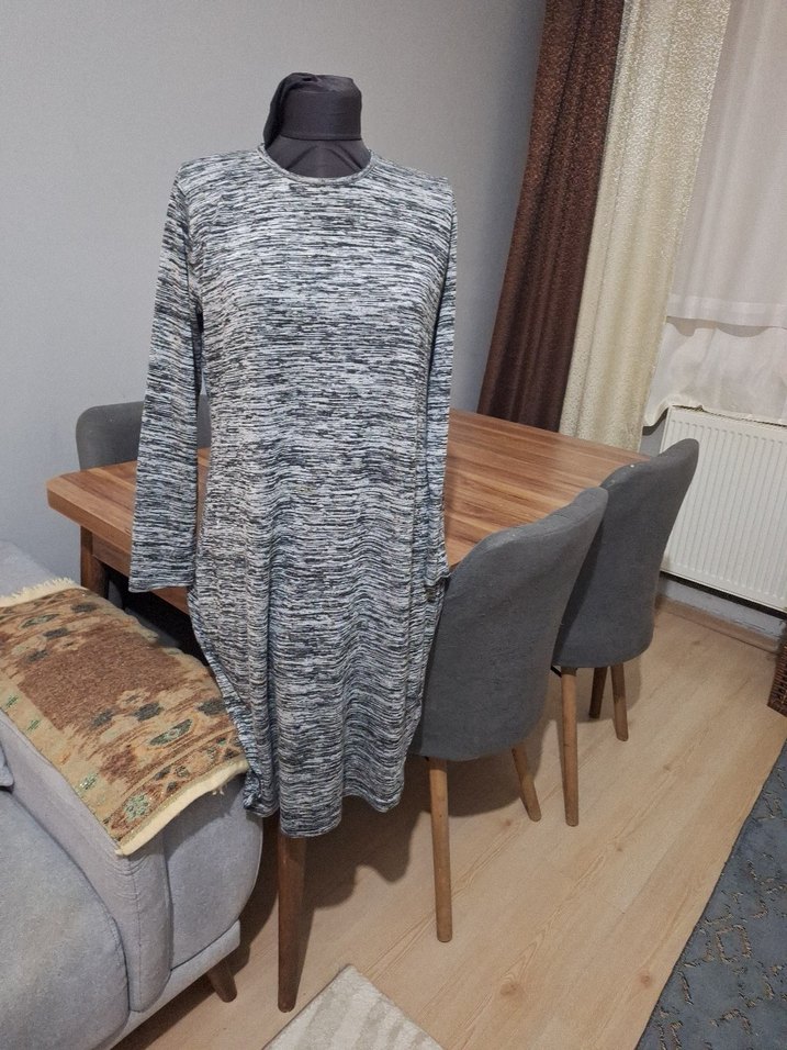 Gri Bağlama Desenli ince triko yumuşak m beden - Görsel 3