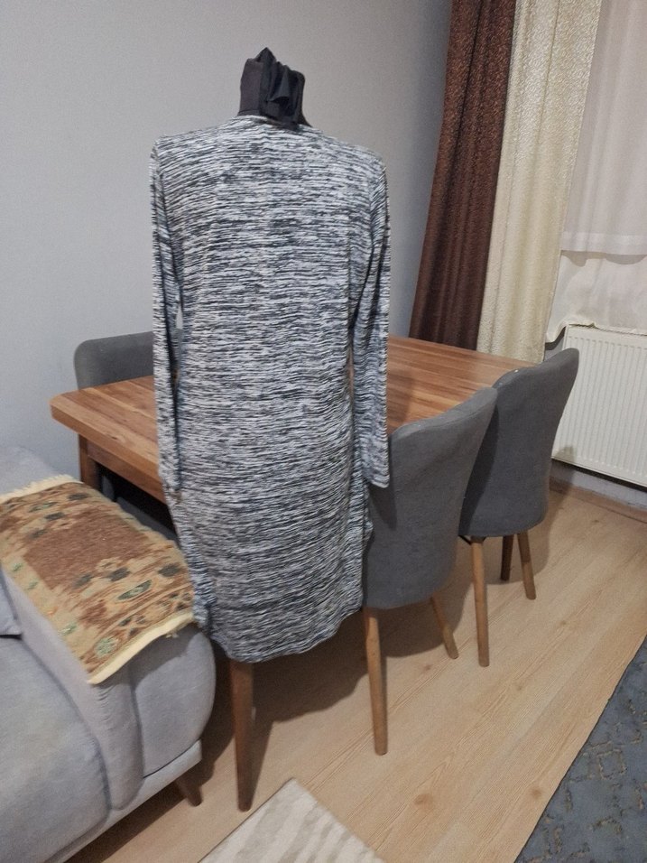 Gri Bağlama Desenli ince triko yumuşak m beden - Görsel 4