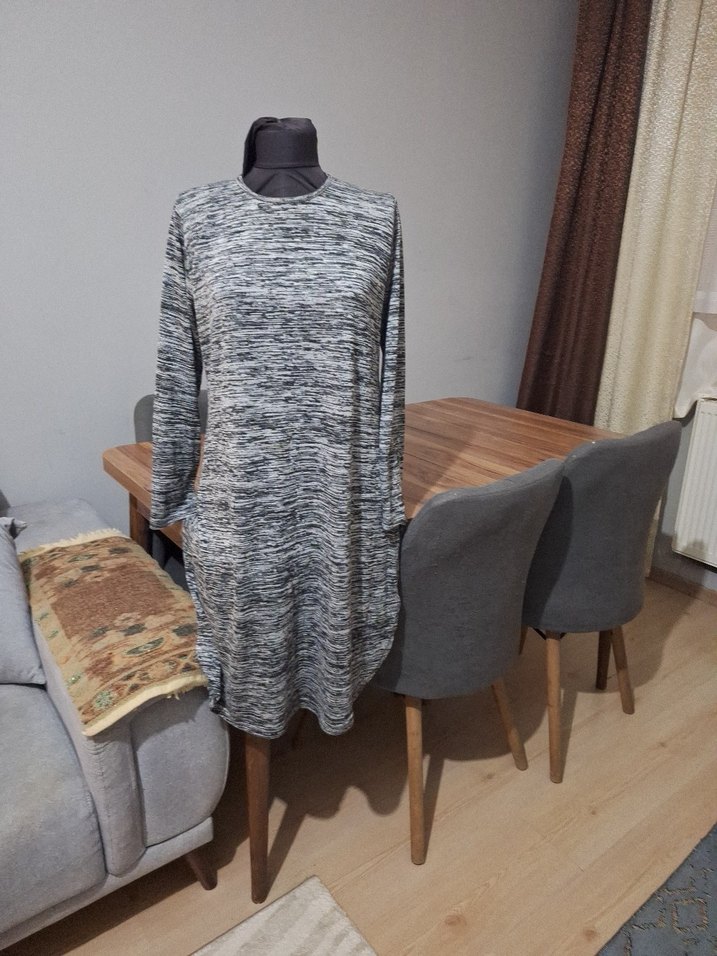 Gri Bağlama Desenli ince triko yumuşak m beden - Görsel 2