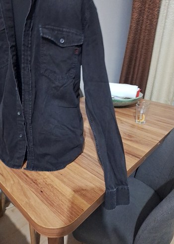 Erkek Siyah Denim Gömlek - Görsel 4