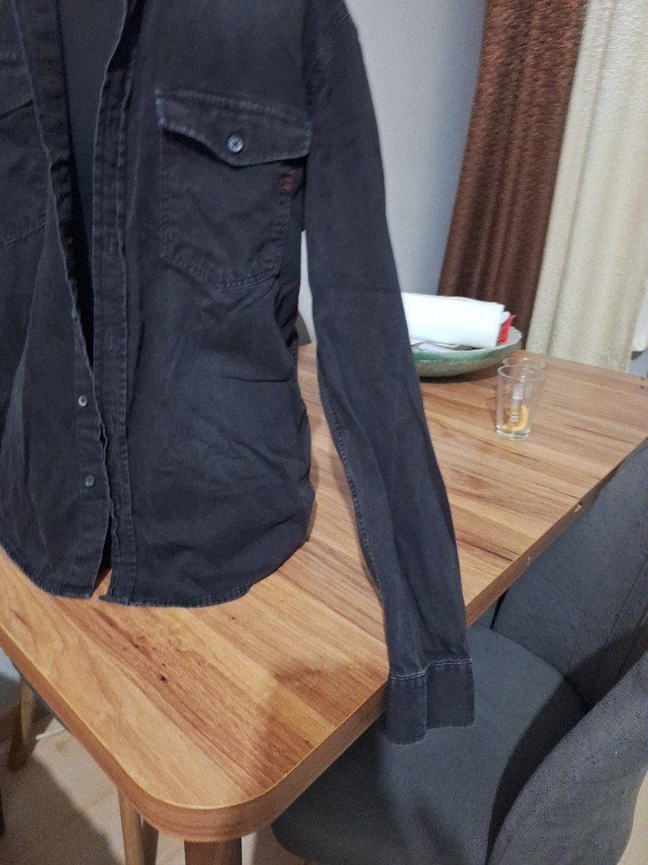 Erkek Siyah Denim Gömlek - Görsel 4