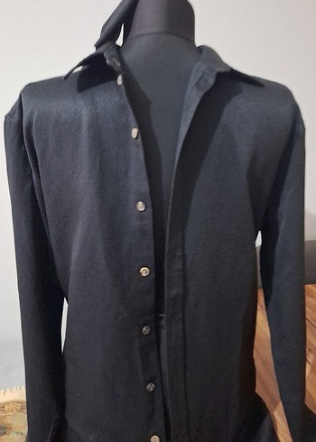 Düğmeli Siyah Erkek Gömlek m beden - Görsel 3