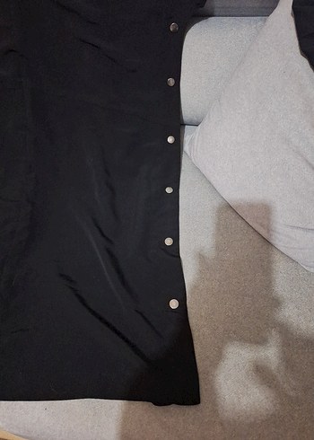 Siyah V Yaka Midi Salaş Kadın Elbise - Görsel 8