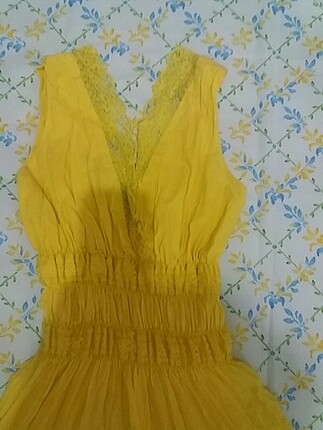 Hobby Life Sarı yakası dantel detaylı elbise