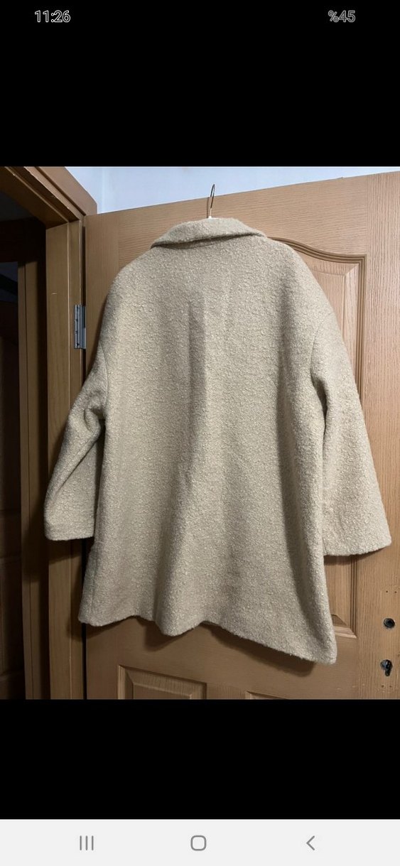 Bej Kadın Midi Boy Yün Kaban - Görsel 4