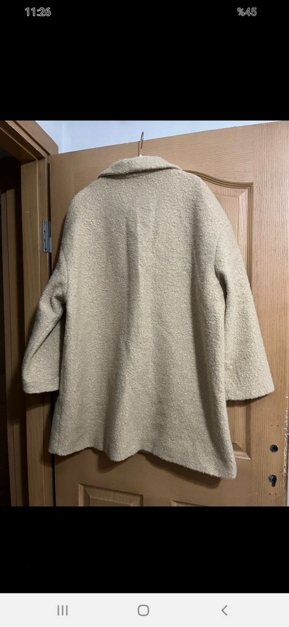 Bej Kadın Midi Boy Yün Kaban - Görsel 5