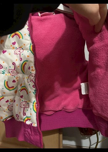 Kız Çocuk Renkli Baskılı Fermuarlı Yelek - Görsel 4