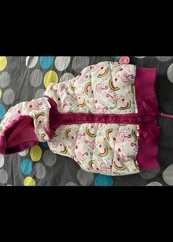 Kız Çocuk Renkli Baskılı Fermuarlı Yelek - Görsel 7