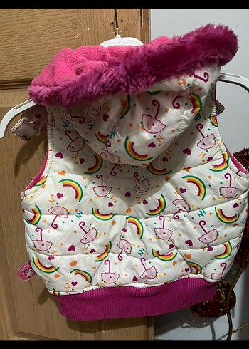 Kız Çocuk Renkli Baskılı Fermuarlı Yelek - Görsel 6