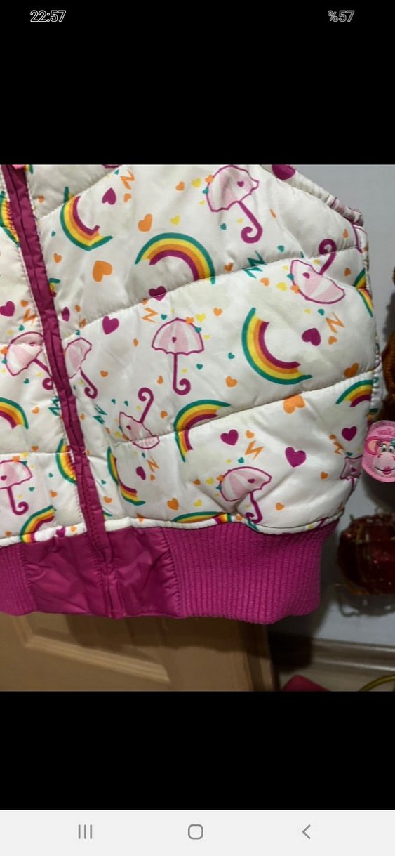 Kız Çocuk Renkli Baskılı Fermuarlı Yelek - Görsel 5