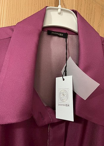 Mor Düğmeli Saten Kadın Gömlek - Görsel 9