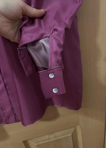 Mor Düğmeli Saten Kadın Gömlek - Görsel 3