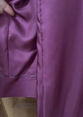 Mor Düğmeli Saten Kadın Gömlek - Görsel 6