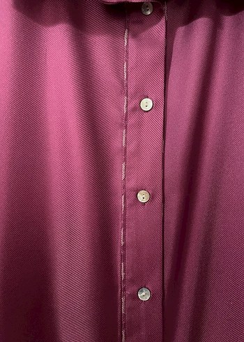 Mor Düğmeli Saten Kadın Gömlek - Görsel 8