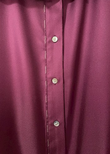 Mor Düğmeli Saten Kadın Gömlek - Görsel 4