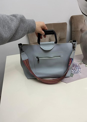 Gri Deri Kadın Çanta - Görsel 5