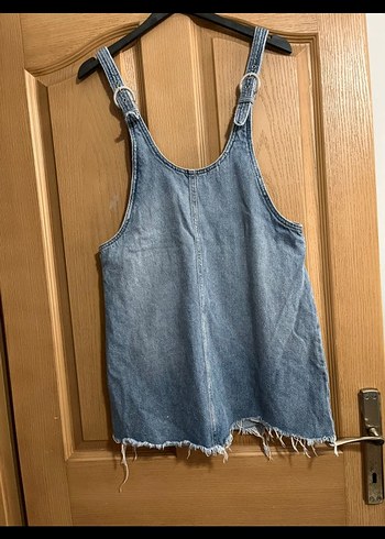 Kadın Mavi Denim Kısa Salopet - Görsel 2