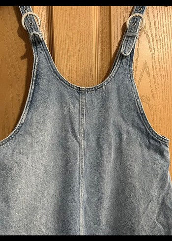 Kadın Mavi Denim Kısa Salopet - Görsel 5