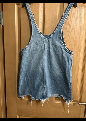 Kadın Mavi Denim Kısa Salopet - Görsel 6