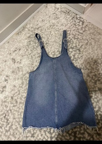 Kadın Mavi Denim Kısa Salopet - Görsel 7
