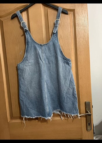 Kadın Mavi Denim Kısa Salopet - Görsel 8